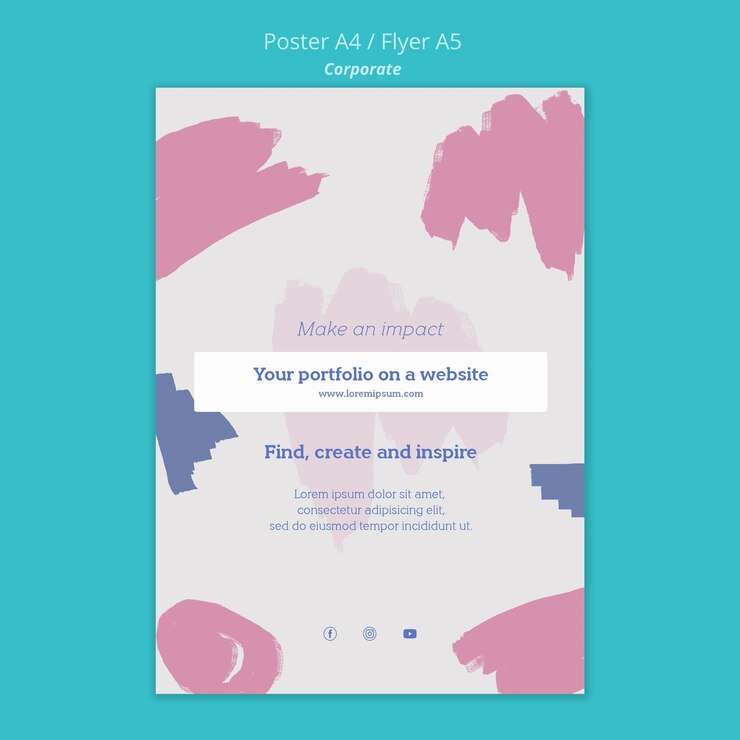 Ücretsiz PSD poster template for painting portfolio on website