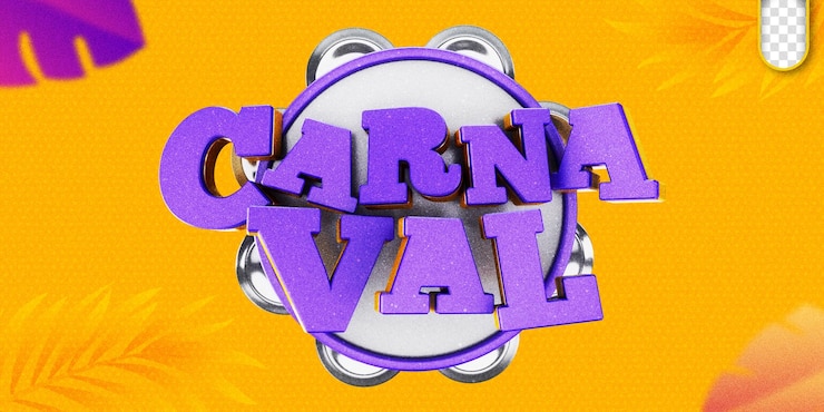 Ücretsiz PSD realistic 3d logo carnival party in brazil promotional retail stamp carnaval no brasil