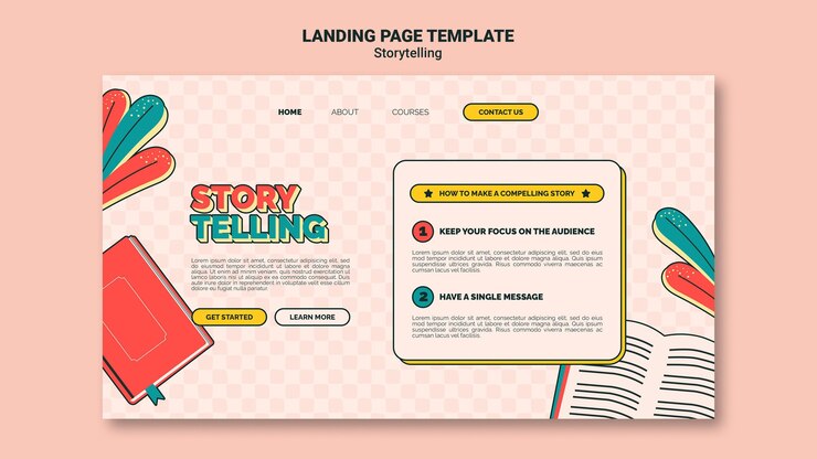 Ücretsiz PSD retro storytelling landing page