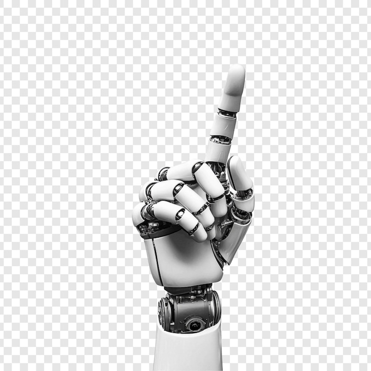 Ücretsiz PSD robotik el yukarıyı gösteren i̇novasyon teknolojisi ve gelecek