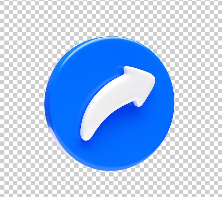 Ücretsiz PSD share icon on blue bubble symbol element 3d illustration
