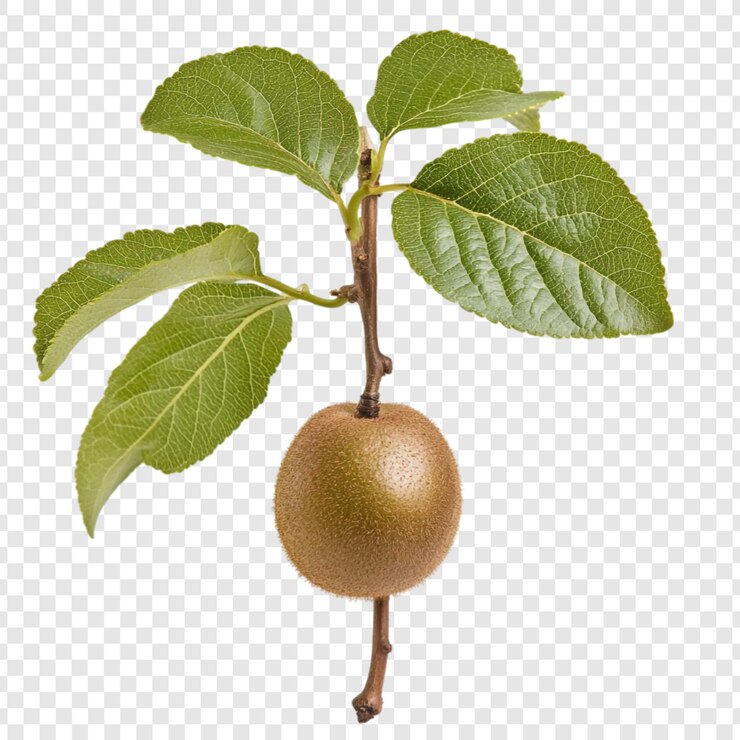 Ücretsiz PSD single kiwi fruit on branch with leaves