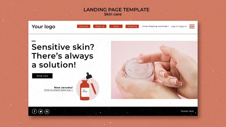 Ücretsiz PSD skincare landing page template