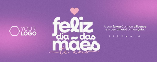 social media banner template happy mothers day with lilac solid background