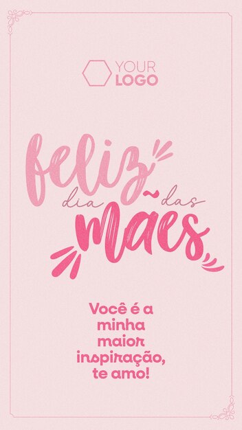 social media stories template special happy mothers day with light pink background