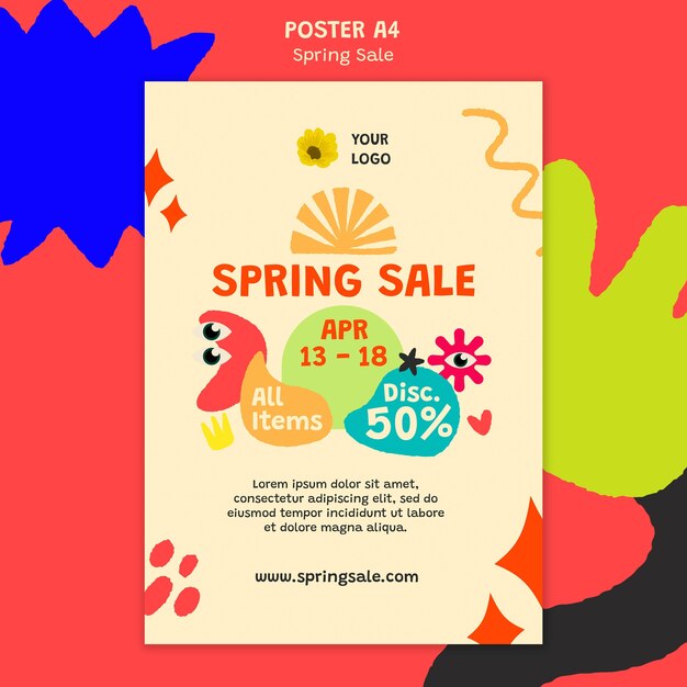 spring sale discount poster template