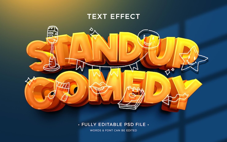 Ücretsiz PSD stand up comedy psd bold text effect