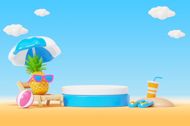 Ücretsiz PSD summer sales podium background