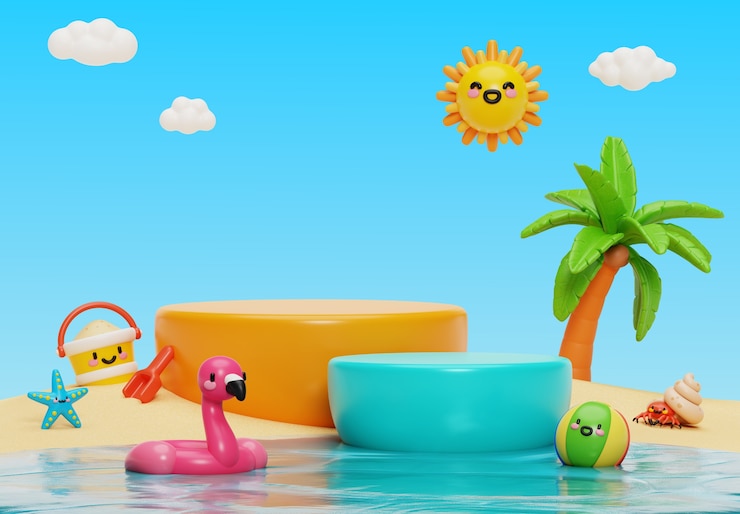 Ücretsiz PSD summer sales podium background