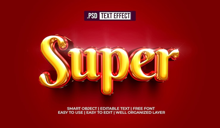 Ücretsiz PSD super text style effect