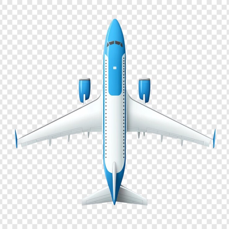 Ücretsiz PSD top view of a blue and white airplane