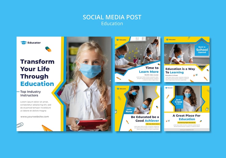 Ücretsiz PSD transform through education social media post