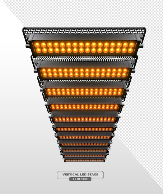 vertical array of led stage bars 3d render