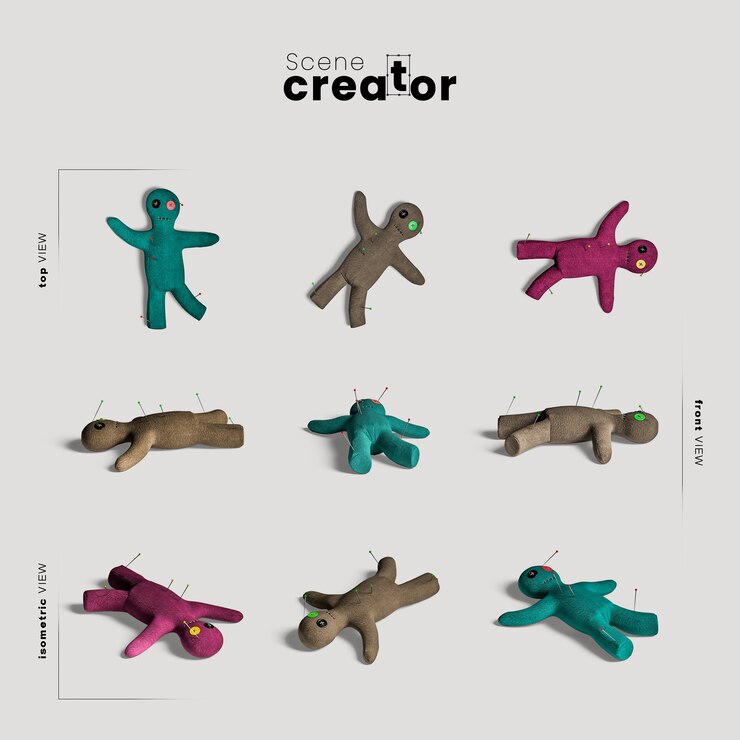 Ücretsiz PSD voodoo doll variety of angles halloween scene creator