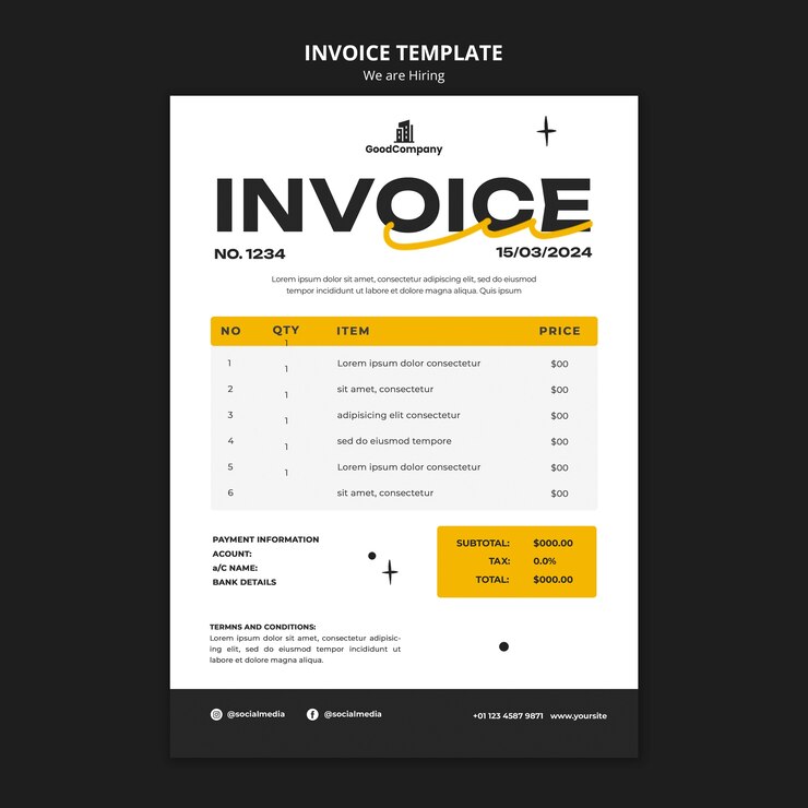 Ücretsiz PSD we are hiring  invoice template