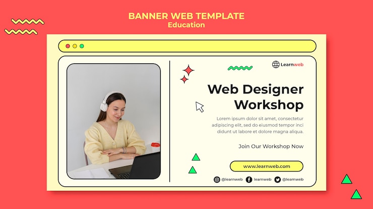 Ücretsiz PSD web tasarım atölyesi banner şablonu