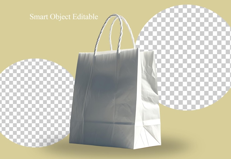 Ücretsiz PSD white shopping bag mockup on gold background