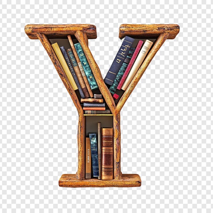 Ücretsiz PSD wooden letter y bookcase a literary masterpiece