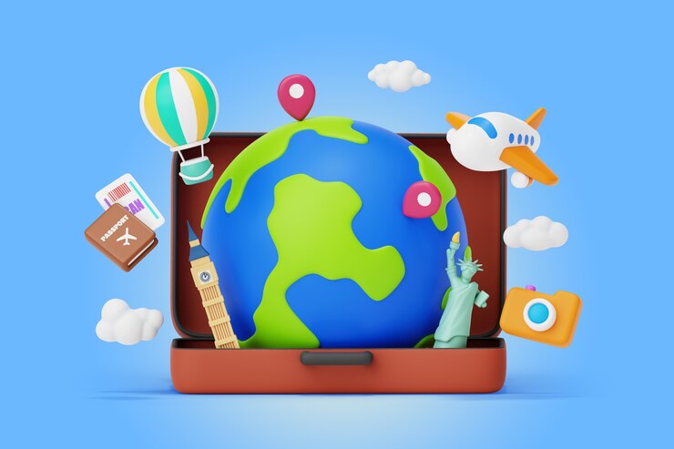 Ücretsiz PSD world tourism day 3d rendering background