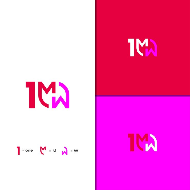 Ücretsiz Vektör 1 letter m and letter w modern logo