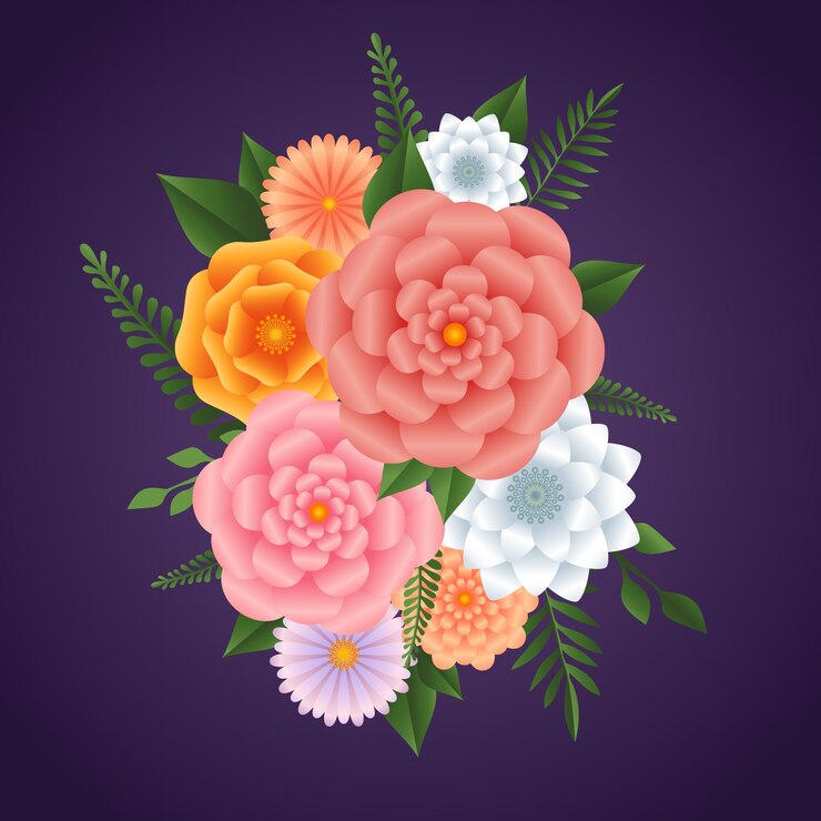 Ücretsiz Vektör 2d colourful gradient paper style flowers