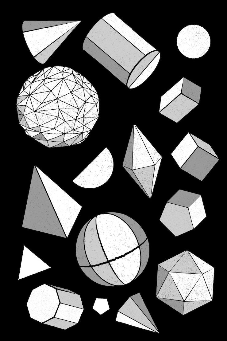 Ücretsiz Vektör 3d geometric shape set vector