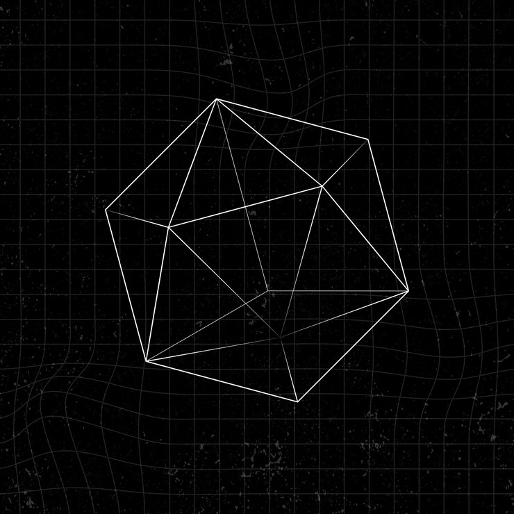 Ücretsiz Vektör 3d icosahedron on a black background vector