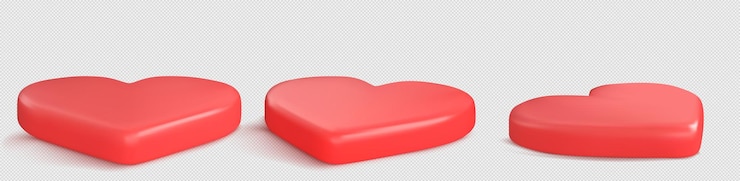 Ücretsiz Vektör 3d red heart podium set on transparent background