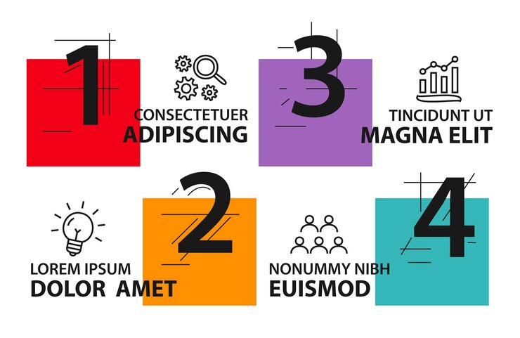 Ücretsiz Vektör 4 adımlı infografik akış şeması design şablonu