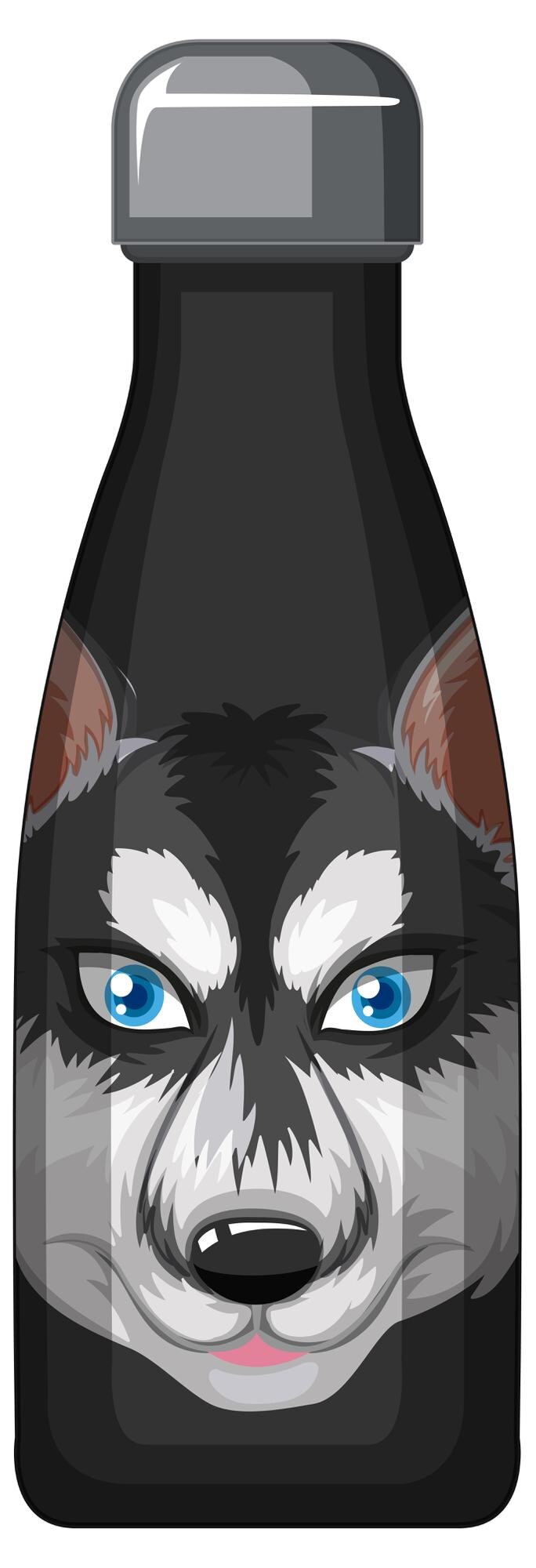 Ücretsiz Vektör a black thermos bottle with siberian husky pattern