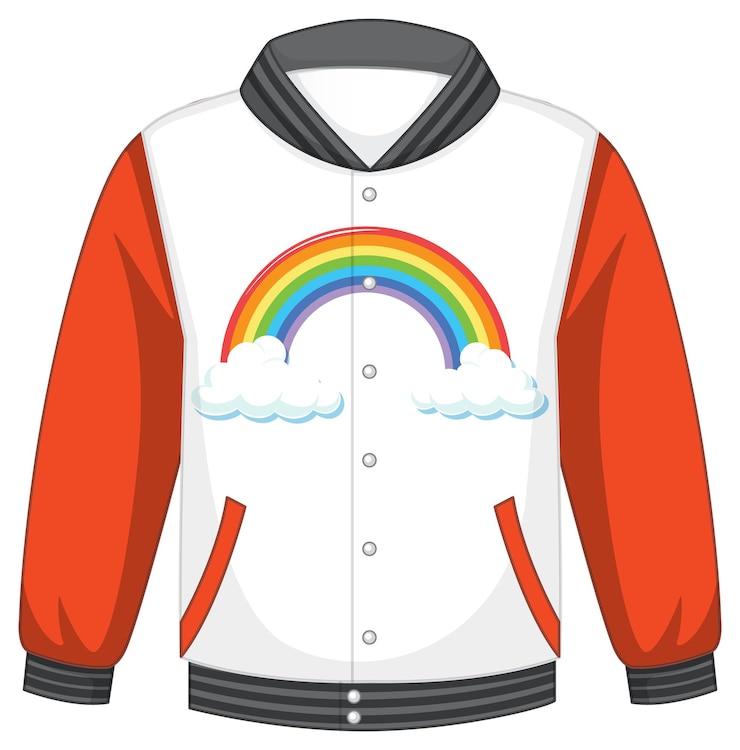 Ücretsiz Vektör a bomber jacket with orange sleeves on white background