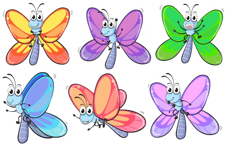 Ücretsiz Vektör a group of colourful butterflies