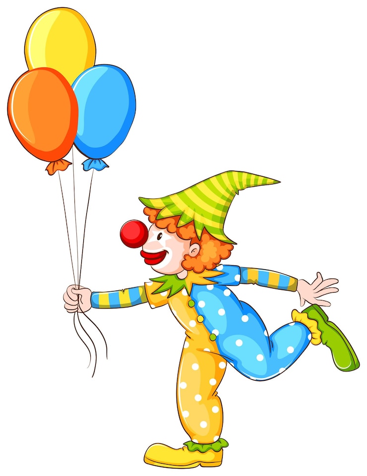 Ücretsiz Vektör a sketch of a clown holding three balloons