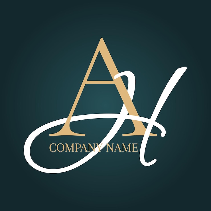Ücretsiz Vektör a ve h harfleriyle monogram logo tasarımı