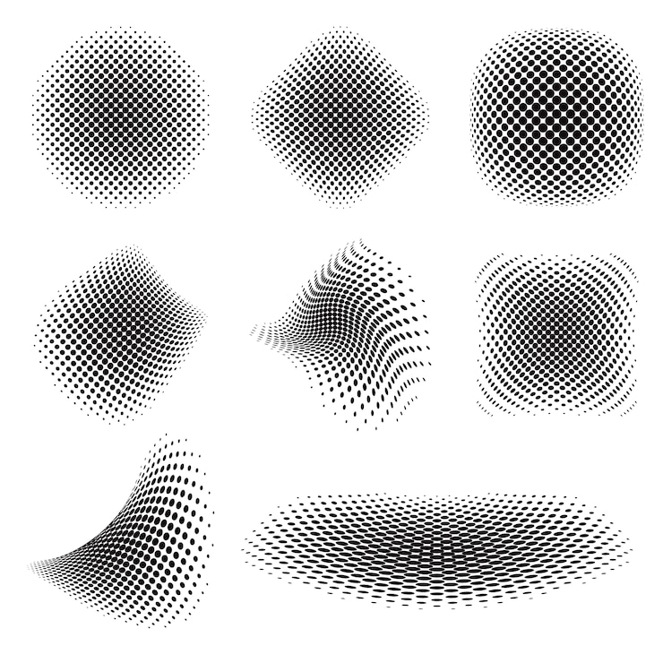 Ücretsiz Vektör abstract black halftone collection