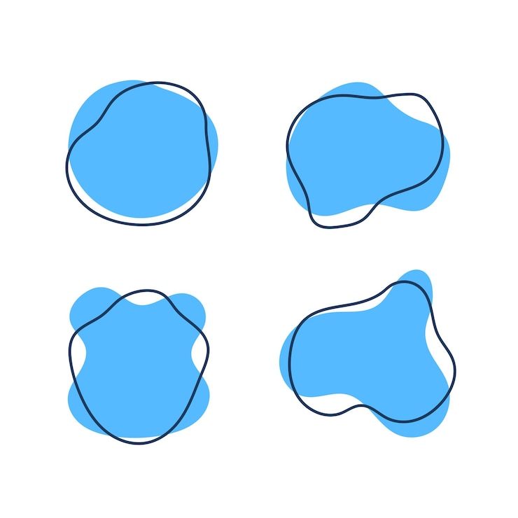 Ücretsiz Vektör abstract blue blobs set of four