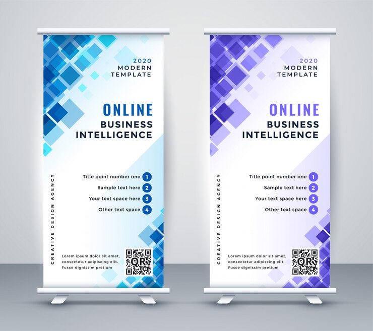 Ücretsiz Vektör abstract business rollup standee banner 