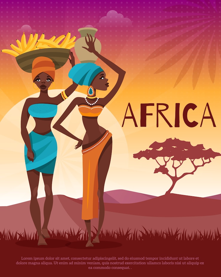 Ücretsiz Vektör afrika kültürü kabile gelenekleri düz poster