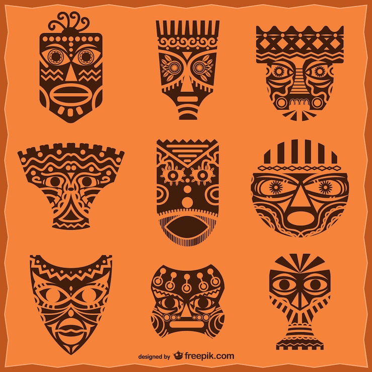 Ücretsiz Vektör afrika maskeleri paketi