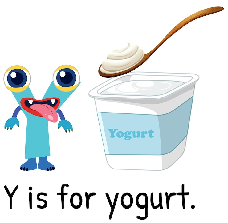 Ücretsiz Vektör alphabet illustration y is for yogurt