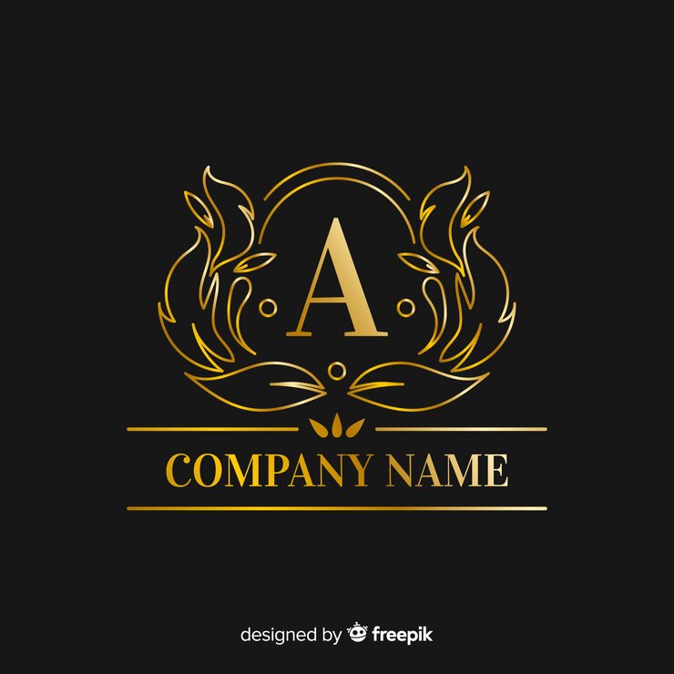 Ücretsiz Vektör altın rengi şık büyük harf logo şablonu