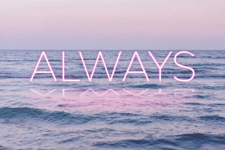 Ücretsiz Vektör always pink neon word vector typography