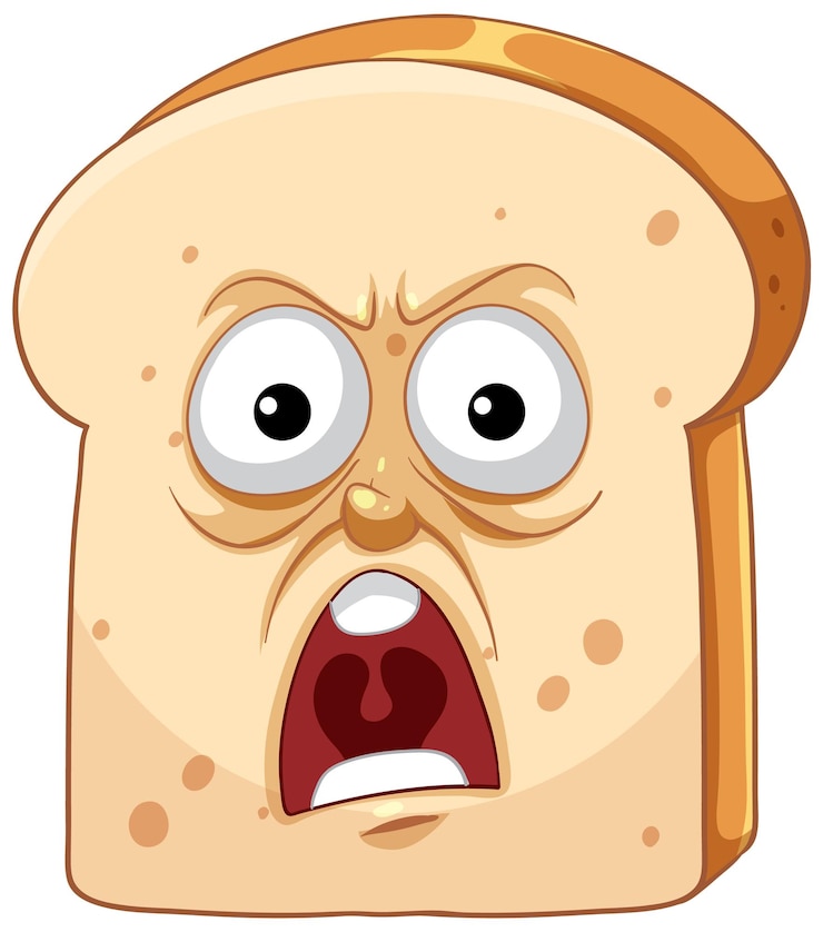 Ücretsiz Vektör angry bread slice cartoon