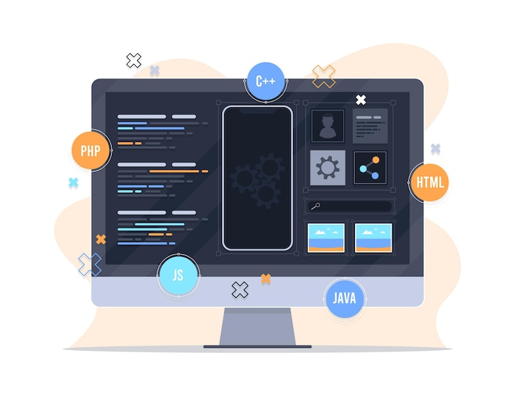Ücretsiz Vektör app development concept design
