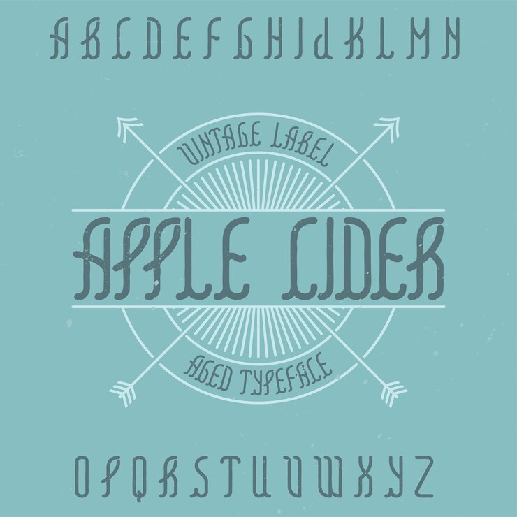 Ücretsiz Vektör apple cider adında vintage alfabe yazı tipi.