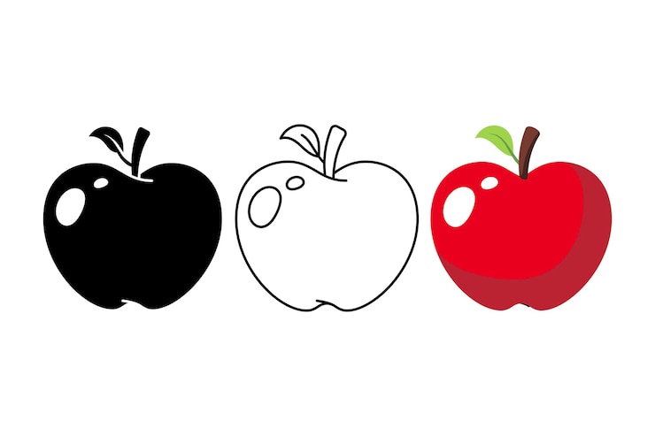 Ücretsiz Vektör apple multiple styles set
