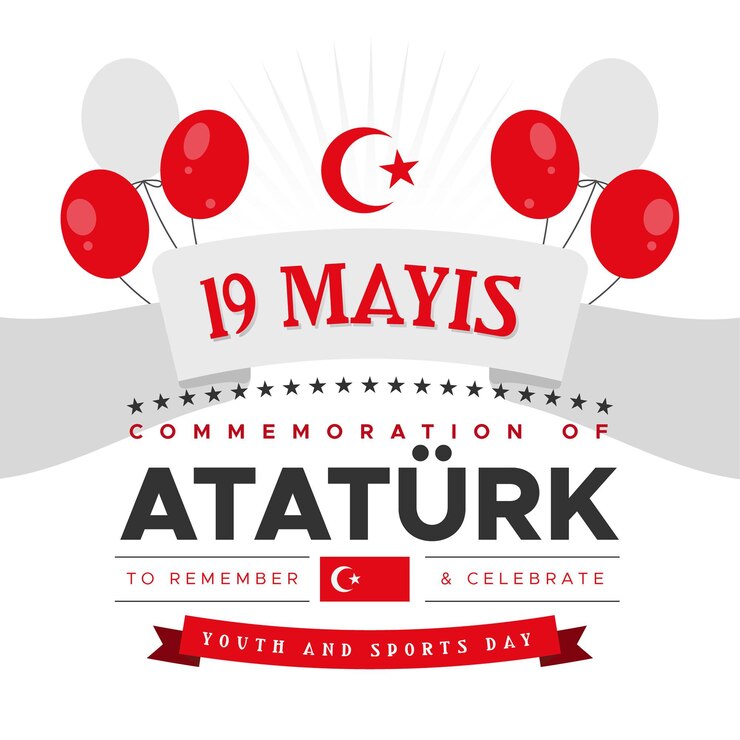 Ücretsiz Vektör atatürk'ü anma, gençlik ve spor bayramı düz illüstrasyonu