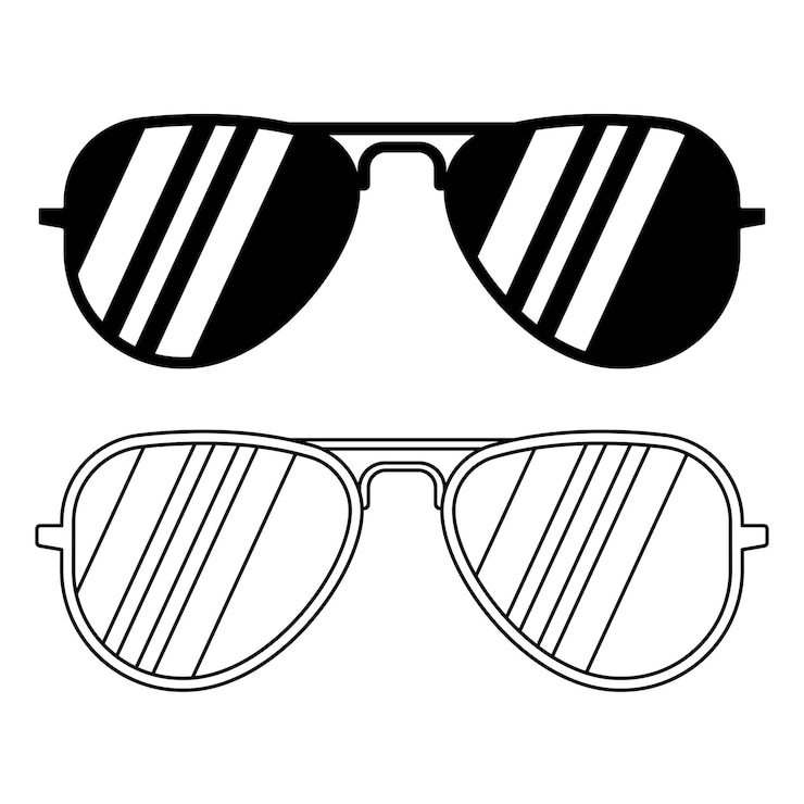 Ücretsiz Vektör aviator style sunglasses glyph and outline