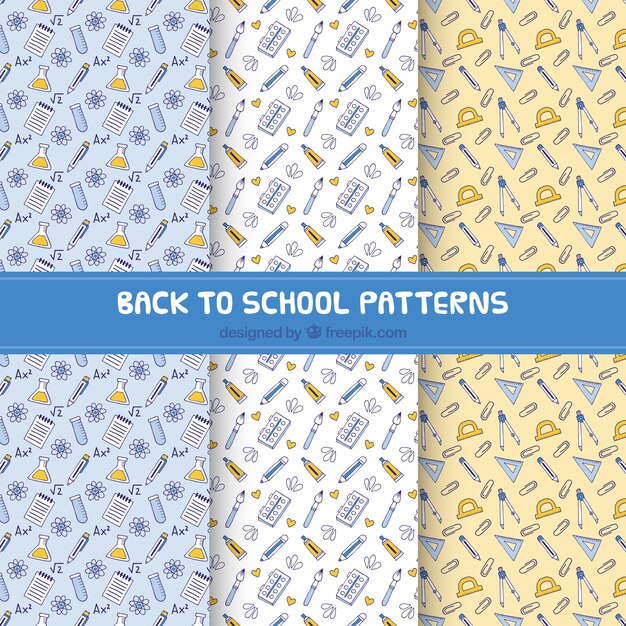Back to school pattern collection with elements
