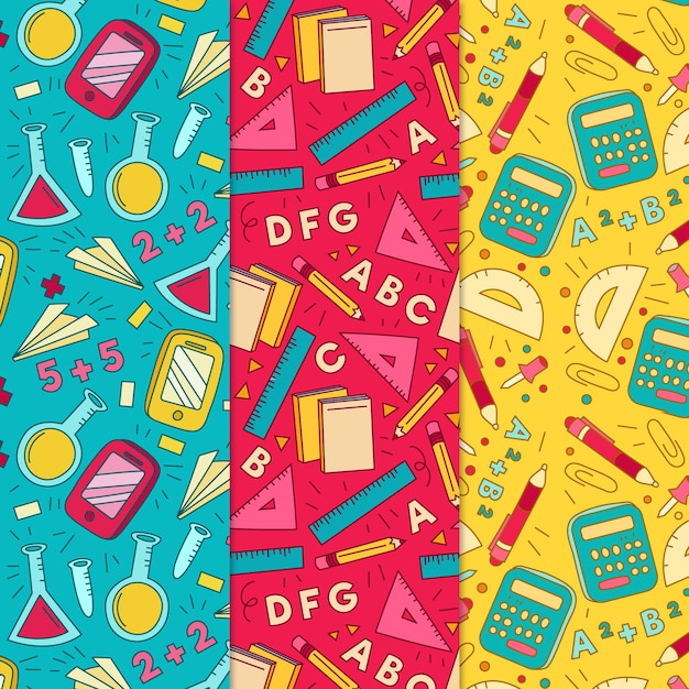 back to school pattern hand-drawn